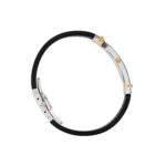 Baraka Vortex Rubber & Stainless Steel Bracelet with Rose Gold & Black Diamonds