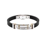 Baraka Vortex Rubber & Stainless Steel Bracelet with Rose Gold & Black Diamonds