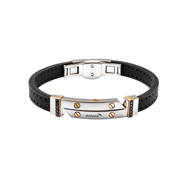 Baraka Vortex Rubber & Stainless Steel Bracelet with Rose Gold & Black Diamonds